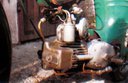 detail na karburátor a ventilový rozvod OHV
